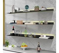 Estantes flotantes de Pared con luz LED, Estante de iluminación para Bar Comercial, estantes flotantes de Metal para Libros, para Dormitorio, Sala de Estar, baño,Negro,60 * 20 * 6CM