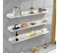 Estantes flotantes de Pared con luz LED, Estante de iluminación para Bar Comercial, estantes flotantes de Metal para Libros, para Dormitorio, Sala de Estar, baño,Blanco,80 * 20 * 6CM