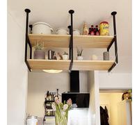 Estantes flotantes de pared de 2 niveles de madera y metal para colgar en la cocina, estante de vino, soporte para plantas, decoración que ahorra espacio, 100 x 30 x 80 cm, elegante organizador para
