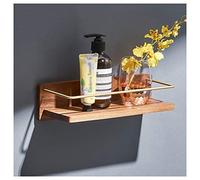 Estantes flotantes de pared estante de baño, toallero de madera maciza, estante de almacenamiento de cosméticos no perforado, con barandilla (color: estilo 1-43 cm) (estilo 1 28 cm)