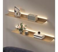Estantes flotantes de pared, estante de exhibición con luz LED iluminada integrada, 1 unidad, puede contener muchas cosas que los objetos no se caen fácilmente