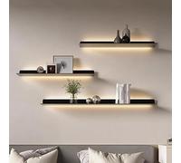 Estantes flotantes de pared, estante de exhibición con luz LED iluminada integrada, 1 unidad, puede contener muchas cosas que los objetos no se caen fácilmente