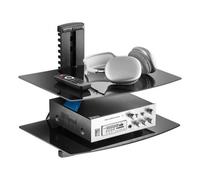 Estantes flotantes de vidrio VEVOR, soportan hasta 18 libras, soporte de pared para TV con estante, centro de entretenimiento flotante reforzado para reproductores de DVD/PS4/decodificadores de cable/