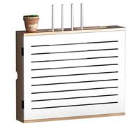 Estantes flotantes enrutador WiFi caja de almacenamiento de madera para colgar en la pared estante de la sala de estar caja superior caja de cubierta para el hogar y la oficina (color: blanco (a