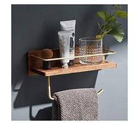 Estantes flotantes estantes de baño montados en la pared, rejilla de toallas de madera sólida, estante de almacenamiento cosmético no operado, con barandilla (color: estilo 1-43 cm) (estilo 1 28 cm)