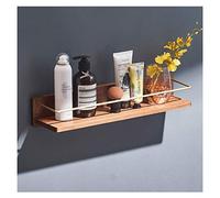 Estantes flotantes estantes de baño montados en la pared, rejilla de toallas de madera sólida, estante de almacenamiento cosmético no operado, con barandilla (color: estilo 1-43 cm) (estilo 1 28 cm)