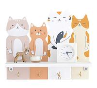 Estantes flotantes estilo escandinavo, decoración de pared con patrón de gato, estantes flotantes creativos, gancho de abrigo de dibujos animados, carga de 5 kg (color: multicolor, tamaño: 32 x 26 cm)