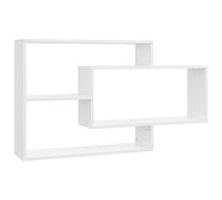 Estantes Flotantes Geométricos Montados en la Pared, Estantería de Almacenamiento Abierta Asimétrica Moderna, Estante de Exhibición de Pared de Madera Diseñada para Sala de (Blanco Alto