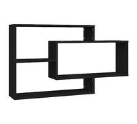 Estantes Flotantes Geométricos Montados en la Pared, Estantería de Almacenamiento Abierta Asimétrica Moderna, Estante de Exhibición de Pared de Madera Diseñada para Sala de (Negro)