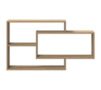 Estantes Flotantes Geométricos Montados en la Pared, Estantería de Almacenamiento Abierta Asimétrica Moderna, Estante de Exhibición de Pared de Madera Diseñada para Sala de (Robles