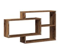 Estantes Flotantes Geométricos Montados en la Pared, Estantería de Almacenamiento Abierta Asimétrica Moderna, Estante de Exhibición de Pared de Madera Diseñada para Sala de (Madera Vieja)