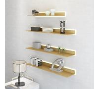 Estantes flotantes modernos de pared con luz LED de aleación de aluminio de doble cara para estantería dorada (60 x 20 cm)