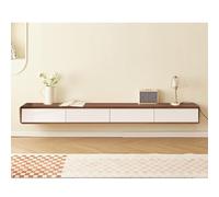 Estantes flotantes montados en la pared de 62-94.2 pulgadas, mueble de TV flotante para TV, mueble de TV, madera, marrón, blanco/negro, centro de consola de entretenimiento, comúnmente utilizado en
