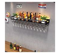 Estantes flotantes para Unidad de Bar, estantes para vinos montados en la Pared con luz LED Estante para Copas de Vino invertido Portabotellas de Hierro Multifuncional Estante para