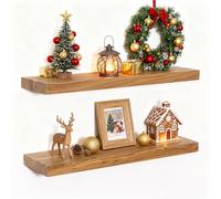 Estantes flotantes rústicos de 24 pulgadas de largo, estantes flotantes de madera maciza de olmo para pared, estantes de almacenamiento montados en la pared para sala de estar, dormitorio, cocina