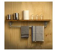 Estantes flotantes rústicos de pared - Unidad de almacenamiento colgante de madera para baño, sala de estar, cocina, bar - 120 x 20 cm con soportes plateados - Elegante solución de estantería de cubo
