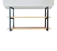 Estantes flotantes rústicos modernos de 2 niveles, estante colgante de madera para exhibición, libros, almacenamiento y decoración, estante de cocina de tubo cuadrado negro (100 x 30 x 80 cm)