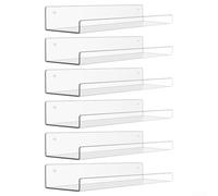 Estantes flotantes transparentes modernos de 15 pulgadas de acrílico montado en la pared, unidad de almacenamiento invisible para decoración del hogar, galería de fotos, organizador de perfumes, baño