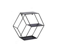 Estantes geométricos para sala de estar, estilo nórdico, decoración creativa de pared, estante de metal, estante de almacenamiento hexagonal redondo (color: negro L) (negro M)