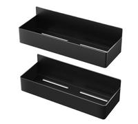 Estantes Magnéticos Resistentes De 2 Capas, Color Blanco Y Negro, Organizador De Especias Y Condimentos De Plástico For Cocina, For Refrigeradores Y Microondas.(Black 2pcs)