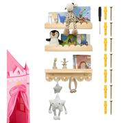 Estantes para guardar libros para la infancia, organizativo de madera 3 piezas con ahorro de espacio | Librerías flotantes para niños - Para familia, chico o niña interior casa escuela