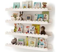 Estantes para Libros de guardería, Paquete de 4 estantes flotantes Blancos para niños, estantes festoneados, estantes de Pared para Dormitorio, habitación de niños, habitación de bebé, decoración de