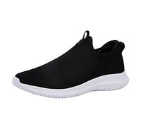 Estantes para tenis para hombre, a la moda, primavera y verano, zapatos deportivos para hombre, parte inferior plana, ligera, malla tejida con mosca, transpirable, sin cordones, cómodos y simples,