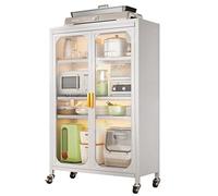 Estantes plegables de altura ajustable con puertas dobles, armario de almacenamiento de 4 capas con ruedas para cocina, almacén, armario, patio, despensa, sótano, color A, tamaño 72 x 38 x 147,5 cm