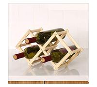 Estantes plegables de madera para vino, soporte para botella, organizador de estantes de madera para vitrina retro (color: 6 botellas-antiguo)