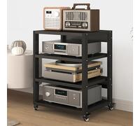 Estantes Soportes Alta Fidelidad Estante de Esquina para componentes audiovisuales de 4 Niveles, Torre para Equipos de Sonido, Moderno Soporte para Video con estantes Ajustables, Ideal para