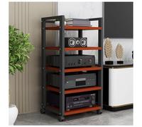 Estantes Soportes Alta Fidelidad Gabinete estéreo con estantes Ajustables - Gabinete estéreo de Esquina de Madera de 5 Niveles con Ruedas, Soporte para Tocadiscos, Reproductor de CD/DVD - Mu