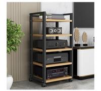 Estantes Soportes Alta Fidelidad Gabinete estéreo con estantes Ajustables - Gabinete estéreo de Esquina de Madera de 5 Niveles con Ruedas, Soporte para Tocadiscos, Reproductor de CD/DVD - Mu