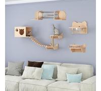 Estantes y Perchas de Madera Maciza for Pared, Juego de trepa for Gatos, área de Juegos for Gatos, Ahorra Espacio, Montaje DIY(Style 2)