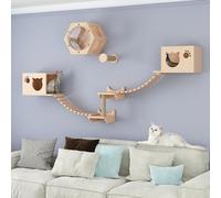 Estantes y Perchas de Madera Maciza for Pared, Juego de trepa for Gatos, área de Juegos for Gatos, Ahorra Espacio, Montaje DIY(Style 5)