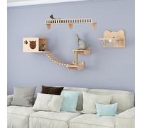 Estantes y Perchas de Madera Maciza for Pared, Juego de trepa for Gatos, área de Juegos for Gatos, Ahorra Espacio, Montaje DIY(Style 1)