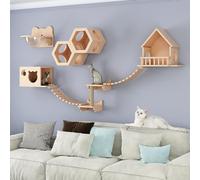 Estantes y Perchas de Madera Maciza for Pared, Juego trepa for Gatos, área Juegos for, Ahorra Espacio, Montaje DIY(Style 6)