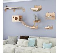 Estantes y Perchas de Madera Maciza for Pared, Juego trepa for Gatos, área Juegos for, Ahorra Espacio, Montaje DIY(Style 3)