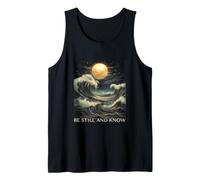 Estar quieto y conocer Biblia Fe Christian Blue Wave Luna Llena Camiseta sin Mangas