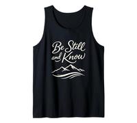 Estar quieto y Conocer Montaña Fe Cristiana Motivacional Camiseta sin Mangas