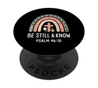 Estar quieto y Conocer Salmo 46:10 Arte Cristiano del Arco Iris PopSockets PopGrip Adhesivo