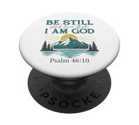 Estar quieto y Saber - Salmo 46:10 Retro Mountain Christian PopSockets PopGrip Adhesivo