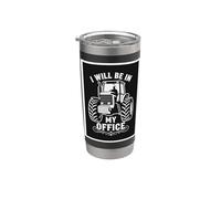 ESTARÉ EN MI OFICINA Farmer Life Farm Tractor Vaso térmico de acero inoxidable de doble pared