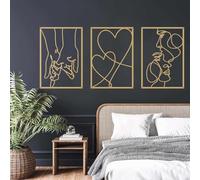 ESTART 3 piezas de arte de pared minimalista de metal, decoración de pared de metal para enamorado del día de San Valentín, decoración de pared moderna estética para colgar en el hogar, decoración de