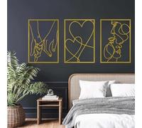 ESTART 3 piezas de arte de pared minimalista de metal, decoración de pared de metal para enamorado del día de San Valentín, decoración de pared moderna estética para colgar en el hogar, decoración de