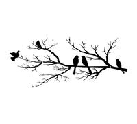 ESTART Arte de Pared de Pájaros de Metal, Diseño de Pájaros Vivos en Rama, Decoración con Hojas Negras, Escultura Colgante para Hogar, Balcón, Jardín (Pequeño)