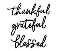 ESTART Letrero de letra con texto en inglés "Thankful Grateful Blessed", decoración de pared de metal, 3 piezas de letras negras para baño, palabras de metal, decoración de pared para decoración del