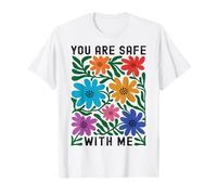 Estás a salvo conmigo Rainbow Wildflower, aliada del orgullo LGBTQ Camiseta