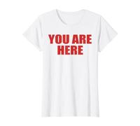 Estás aquí: En Negrita, Divertida, Simple y llamativa, Marcador de Mapa con Cita Camiseta gráfica económica, Mujer, Blanco, L