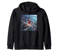 Estás aquí GPS Pin Ubicación de Viaje Sudadera con Capucha