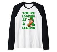 Estás Mirando a una Leyenda de Dibujos Animados Leprechaun Camiseta Manga Raglan